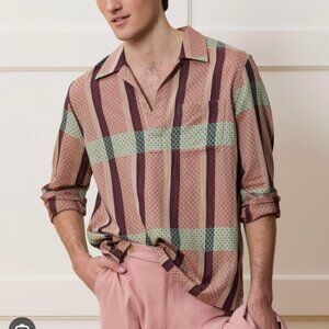 Todd Snyder Men's Salmon Pink Relaxed Cotton Popover Shirt Size:M
